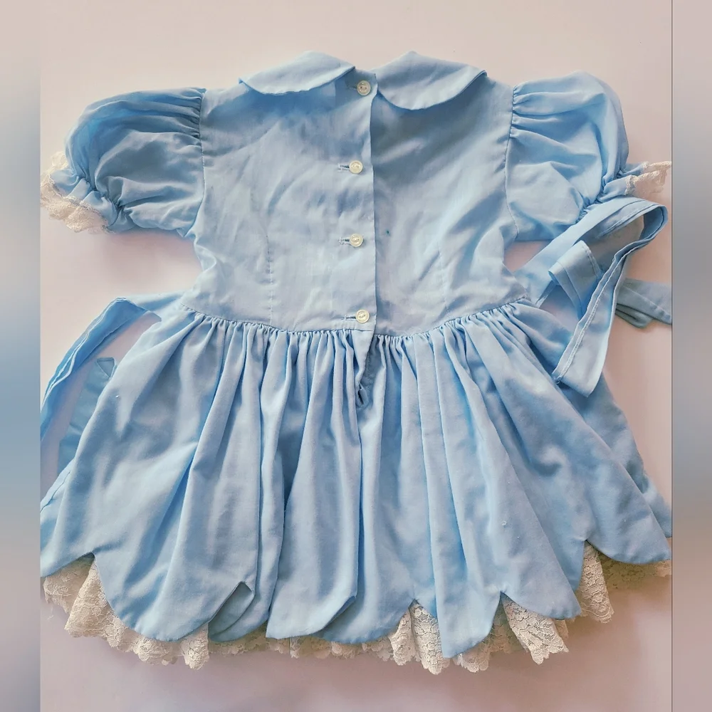Louis Vuitton Light Blue Peter Pan Collar Pleated Kids Dress